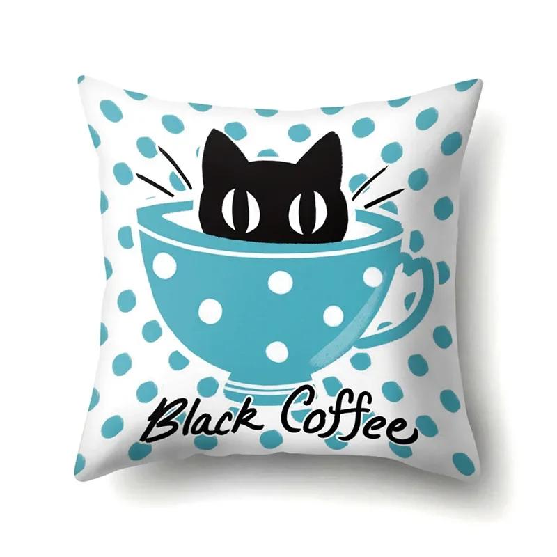 Polyester Throw Pillow Cover Home Decoration Throw Pillow Car Throw Pillow Lovely Animal Cat Print Cushion Cover
