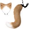 Faux Fur Squirrel Ears and Tail Cute Fox Costume for Cosplay Party Khaki
