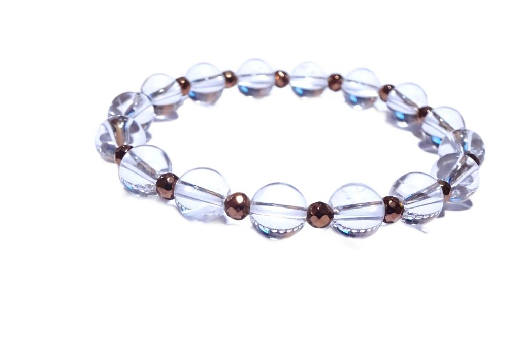 for warding off evil warding off evil and bringing good Quartz Bracelet 8mm with Hematite 4mm for Men and Natural Stone Size Kanoishi [Amulet