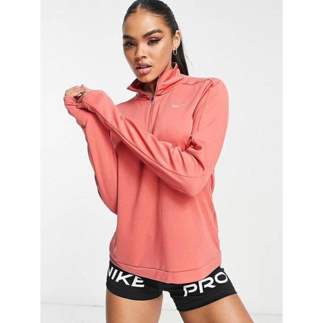 

Красный топ с длинными рукавами на молнии Nike Running Pacer