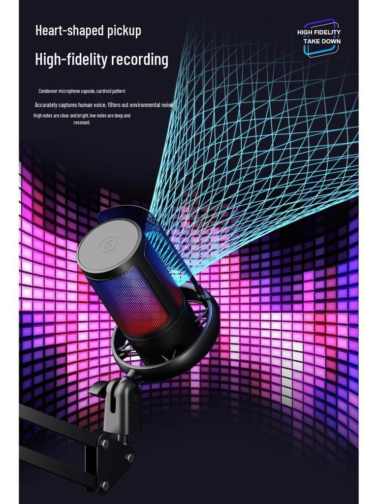 ME6S RGB Gaming USB Microphone Set with Pop Filter and Boom Arm