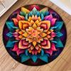Bohemian Mandala Round Rug Non Slip Vintage Geometric Floral Circle Carpet for Living Room Bedroom Home Decor Floor Mat