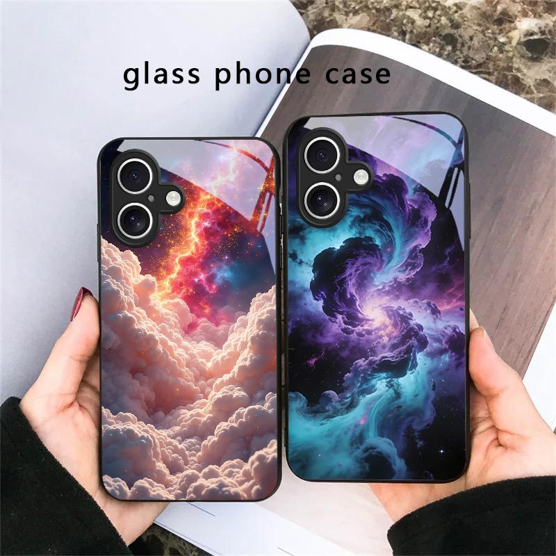 Hot Orange Gold Color For iPhone 17 Air 16 E 15 Plus 14 Pro Max 13 12 Mini 11 5 6 7 8 Plus XR XS Max SE Black Glass Phone Case