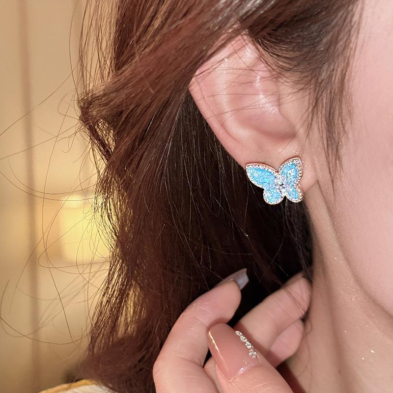 Dripping Butterfly Earrings Exquisite Temperament Versatile Earrings Fashion Personality Advanced Sense Niche Earrings Women