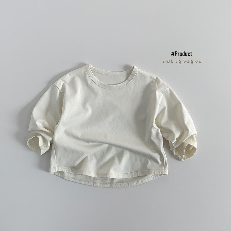 Mångsidig t-shirt för barn, Våren 2025: Avslappnad koreansk Mori-stil för pojkar och flickor