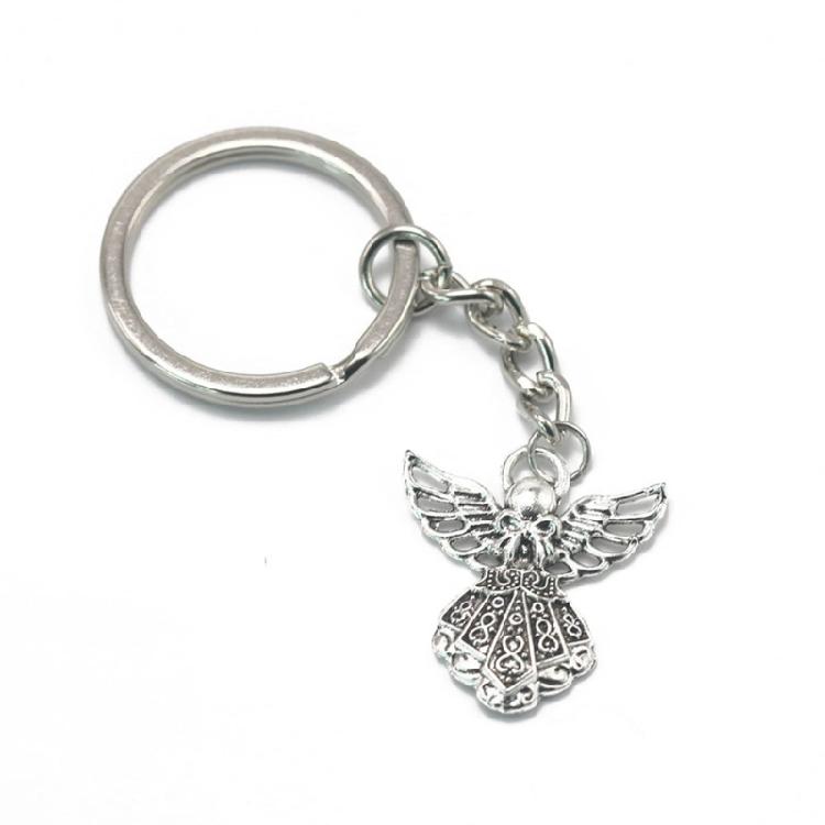Guardian Angel Keychain Silver Metal Pendant for Car Keys Blessing Charm Jewelry