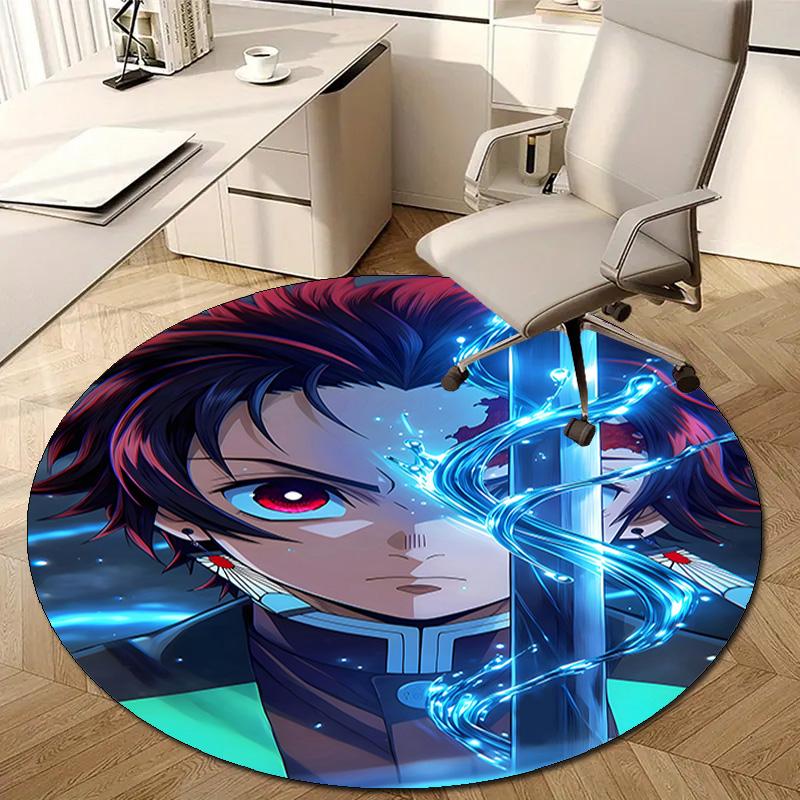 1pc Demon Slayer2 Design Printed Area Round Carpet for Bedroom Living Room Home Decor Rugs Mat Non Slip Mat Rug for Bedside