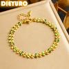 DIEYURO 316L Stainless Steell Green Olive Branch Bracelet For Women New Trend Concise Creative Idea Hand Chain Jewelry Gift