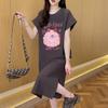 Dame Mote Sommer Vår 1/2 Ermer O-Hals Løs Midje Casual Kjoler