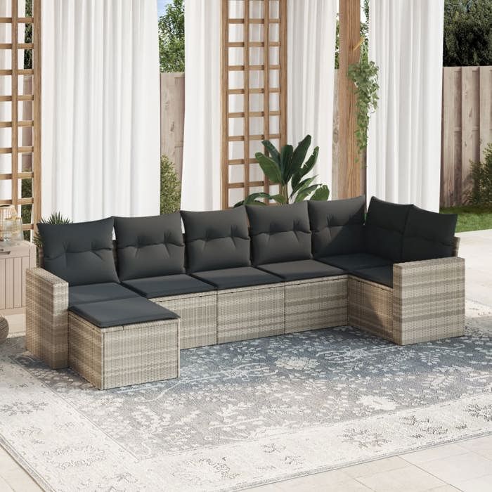 VidaXL Garden Lounge Set with Cushions 7 Pcs, Sofas with Adjustable Feet, Outdoor Furniture Set Patio Terrace, 3219272