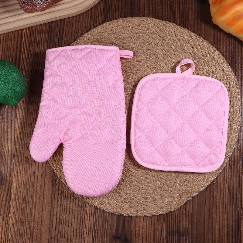סט אחד כפפות תנור כפפות מיקרוגל כפפות עמידות לטמפרטורה גבוהה כפפות פוליאסטר כלי אפייה למטבח