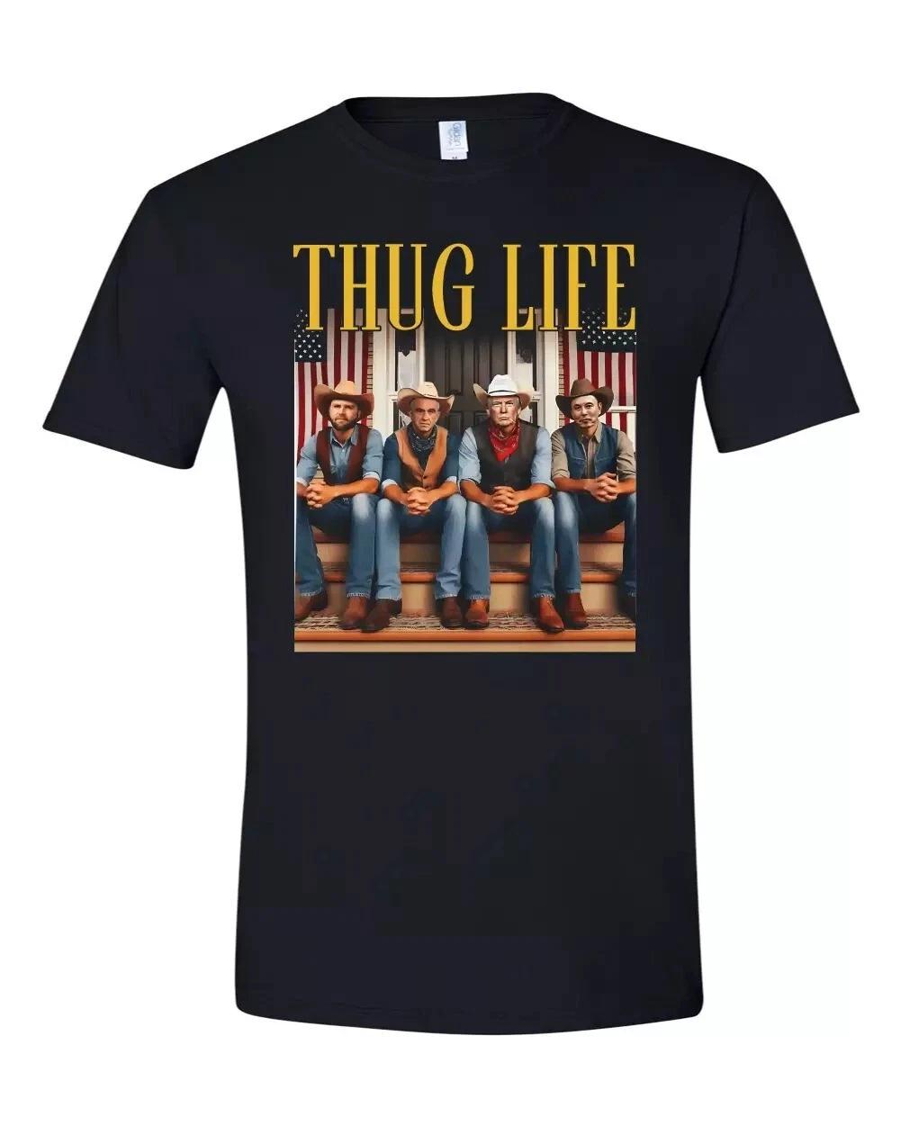 Donald Trump President 47 Thug Life Elon RFK JD Vance Black T-Shirt Shirt S-4X S