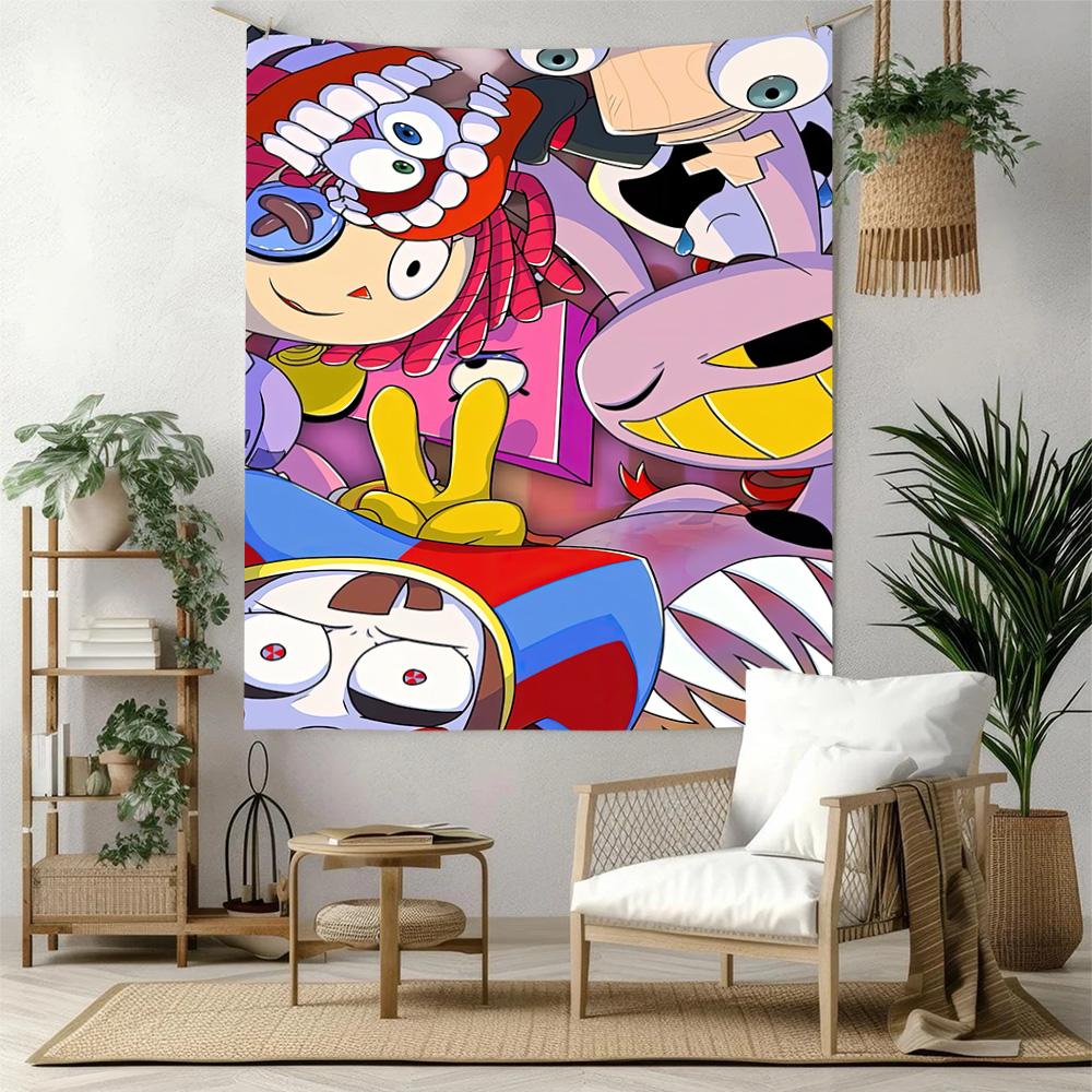 Digital Circus Wall Decor Tapestry Art For Pet Memorial Birthdaywedding Party Backdrop Family Gift