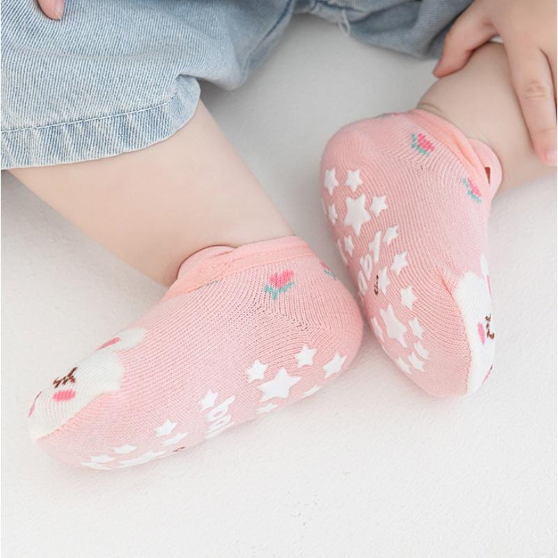 Spring Newborn Socks Kids Anti Slip Floor Socks With Rubber Soles Autumn Baby Boy Girl Cartoon Printed Comfortable Socks 0-3Yrs