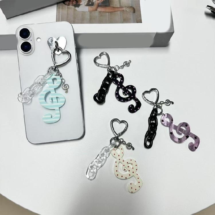 Charming Dotted Stripe Keychain Premium Acrylic Material Everyday Carry Essential Musical Symbol Key Holder