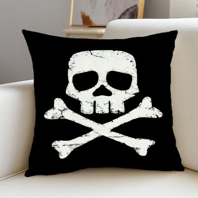 Vintage Totenkopf mit gekreuzten Knochen Kissenbezug Gotischer Piratenstil Kissenhülle Dunkle Dekoration für Sofa Schlafzimmer Wohnzimmer