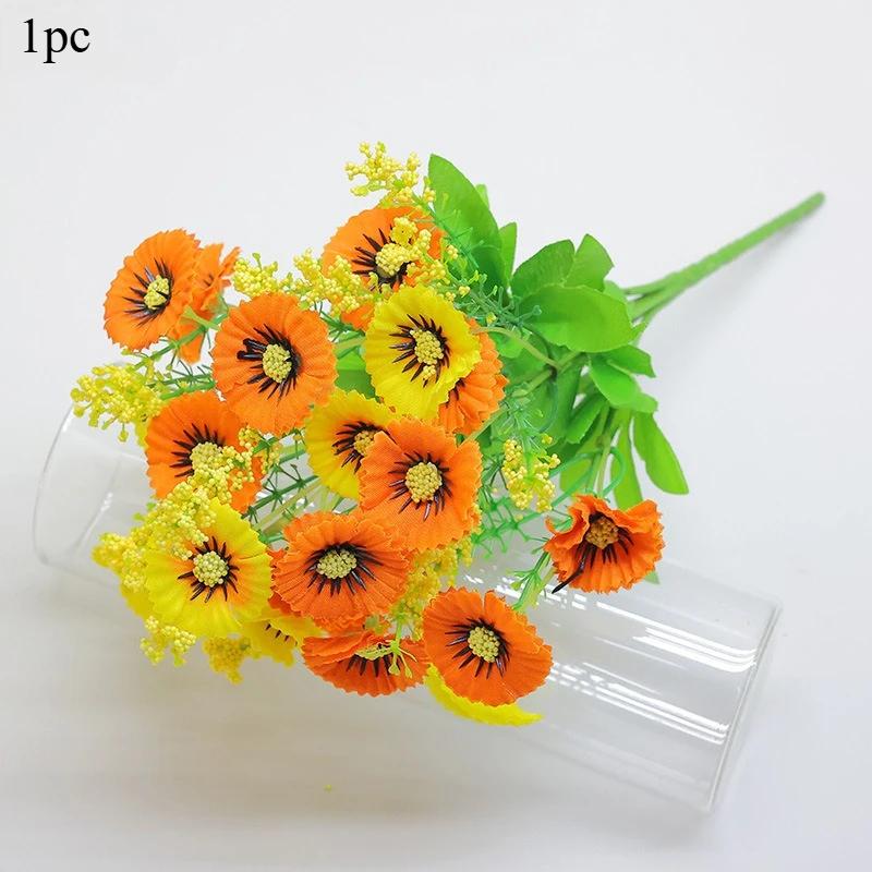 1pc Outdoor Simulation Flower Office Home Decoration Bouquet Plastic Daisy Artificial Flower Indoor Festival Decoration Flowers