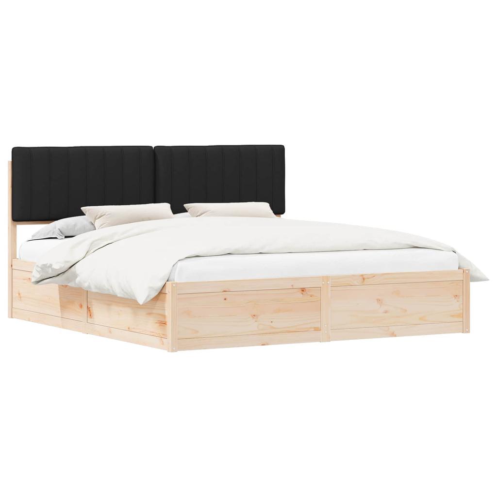 Bed Frame with Upholstered Headboard Black 180 x 200 cm