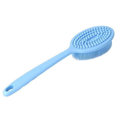 Multifunktionale Silikon-Reinigungsbürste für den Haushalt mit langem Griff, Dusch- und Badebürste, Küchenspülbürste(blau )