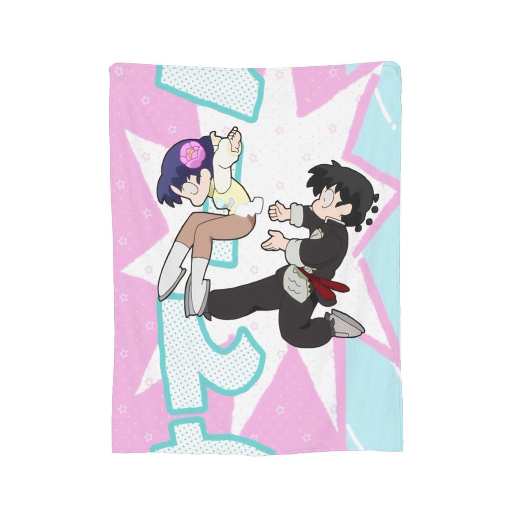 Anime Ranma And Akane Tendo Blankets Fleece All Season Multifunction Warm Throw Blanket for Bed Office Quilt