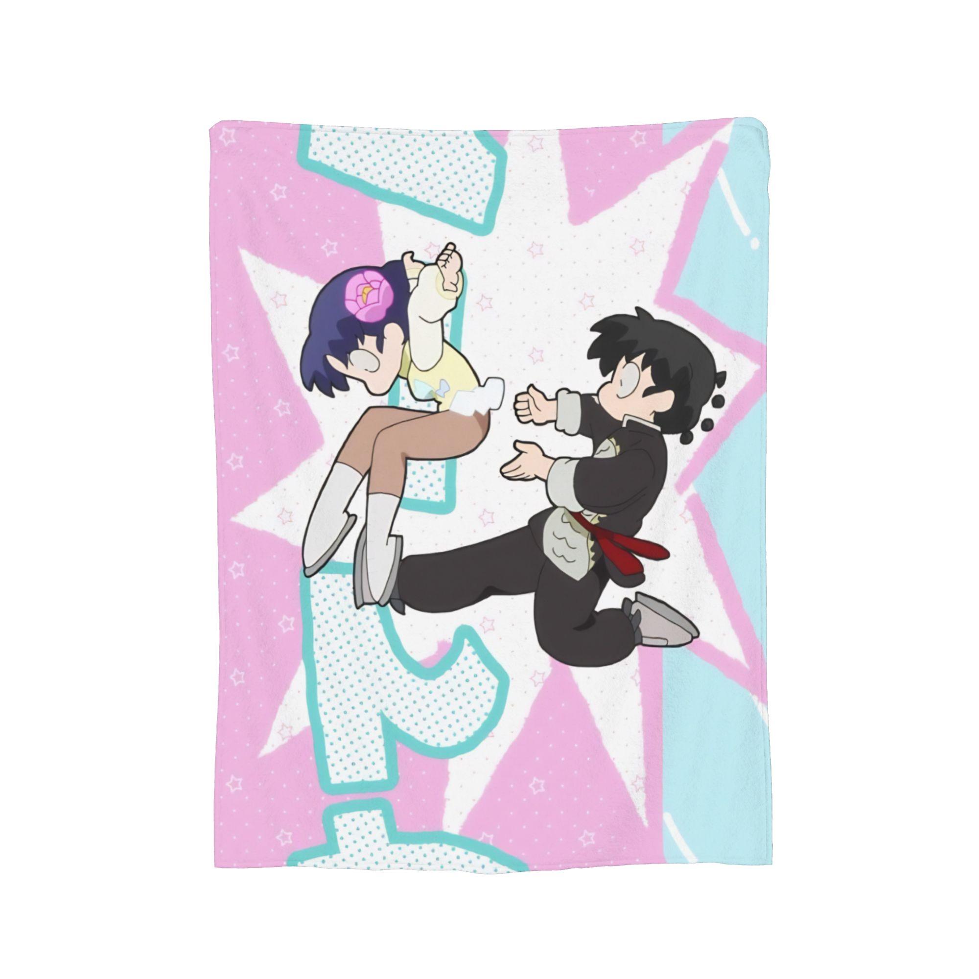 

Anime Ranma And Akane Tendo Blankets Fleece All Season Multifunction Warm Throw Blanket for Bed Office Quilt 150x180cm