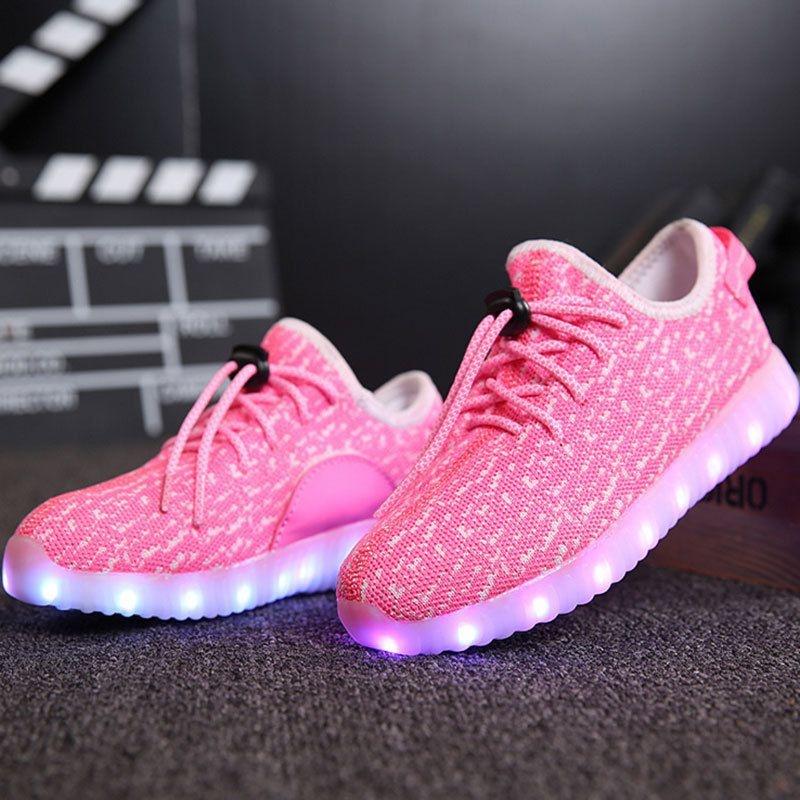 

Led Luminous Sneakers Usb Charge Children Low Cut Shoes Fashion Casual Gift 34≈Foot Length22cm рожевий