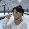 1-10PCS Women’s Thermal Ear-Hanging Neck Warmer Korean Style Diamond Pattern Scarf for Cycling and Outdoor Sports