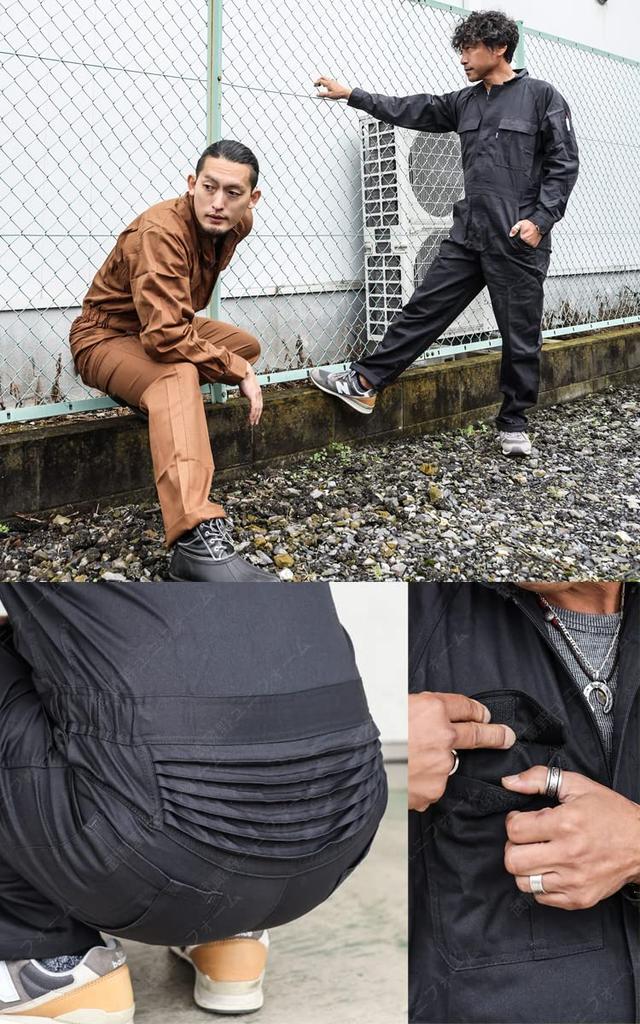 Kurodaruma Long Sleeve Clothes Jumpsuit 49058 Cotton Work Clothes Annual Coveralls Easy To Move All Seasons [Musashino Uniform] 100% Year-round Men's