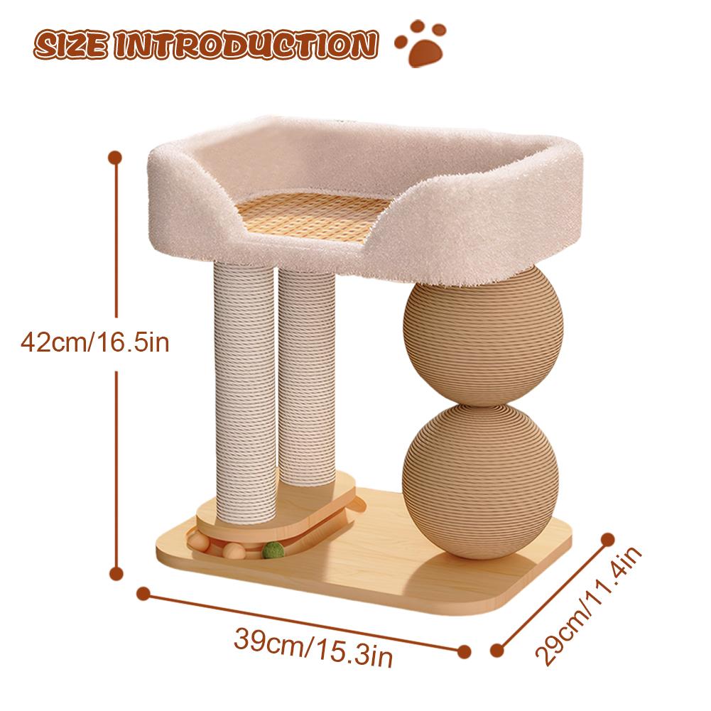 Cute Cat Climbing Frame with Sisal Ball Cat Jumping Platform Wear Resist Integrated Sisal Bed Pet Supplies Climbing Frame