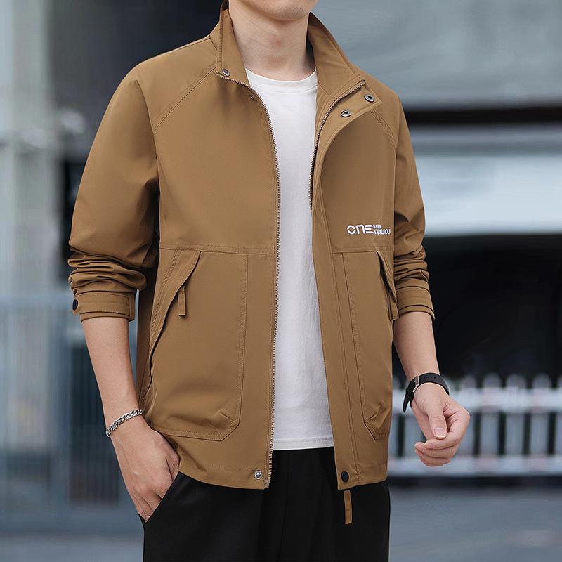 Herrenjacke Frühling Herbst Neuer Stil Cool Trendy Marke High-End Stehkragen Herbstkleidung Arbeitskleidung Herrenmantel Trendy