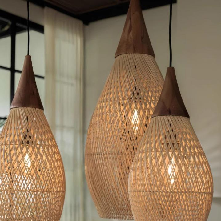 Southeast Asian Wabi-Sabi Rattan Pendant Light for Restaurants, Homestays, Tea Rooms, and Zen Spaces - Vintage Handmade Woven Design