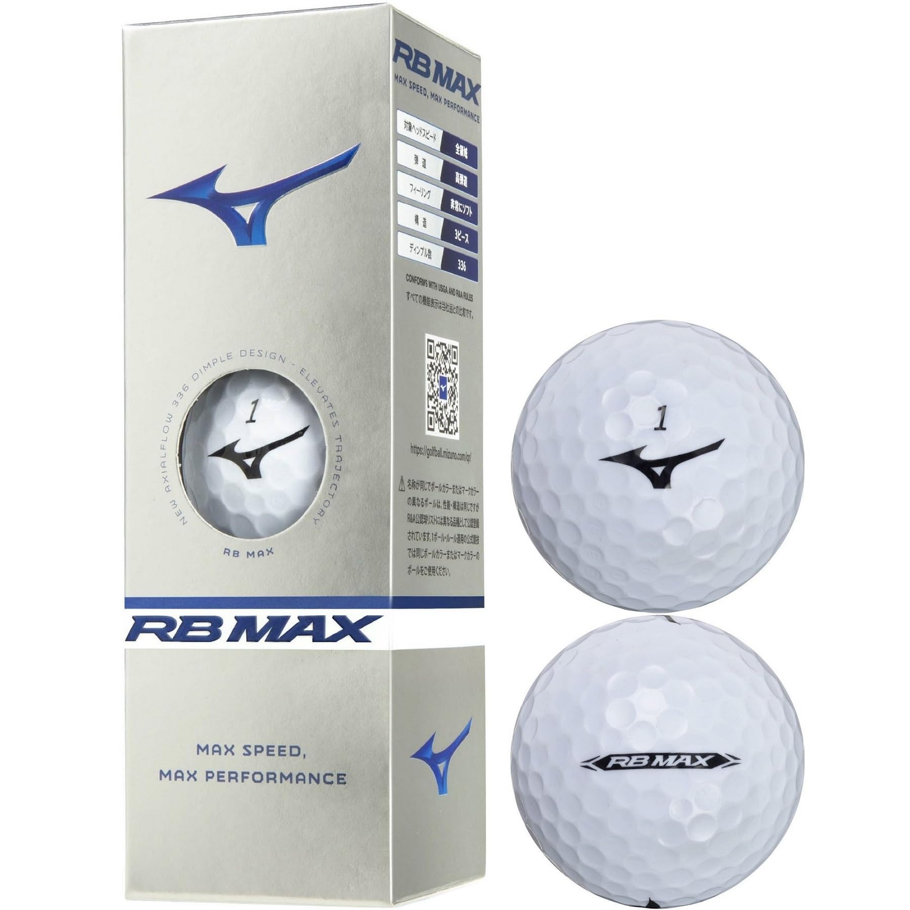 

MIZUNO RB MAX White Golf 1 Sleeve of 5NJBT733 Balls, 3,