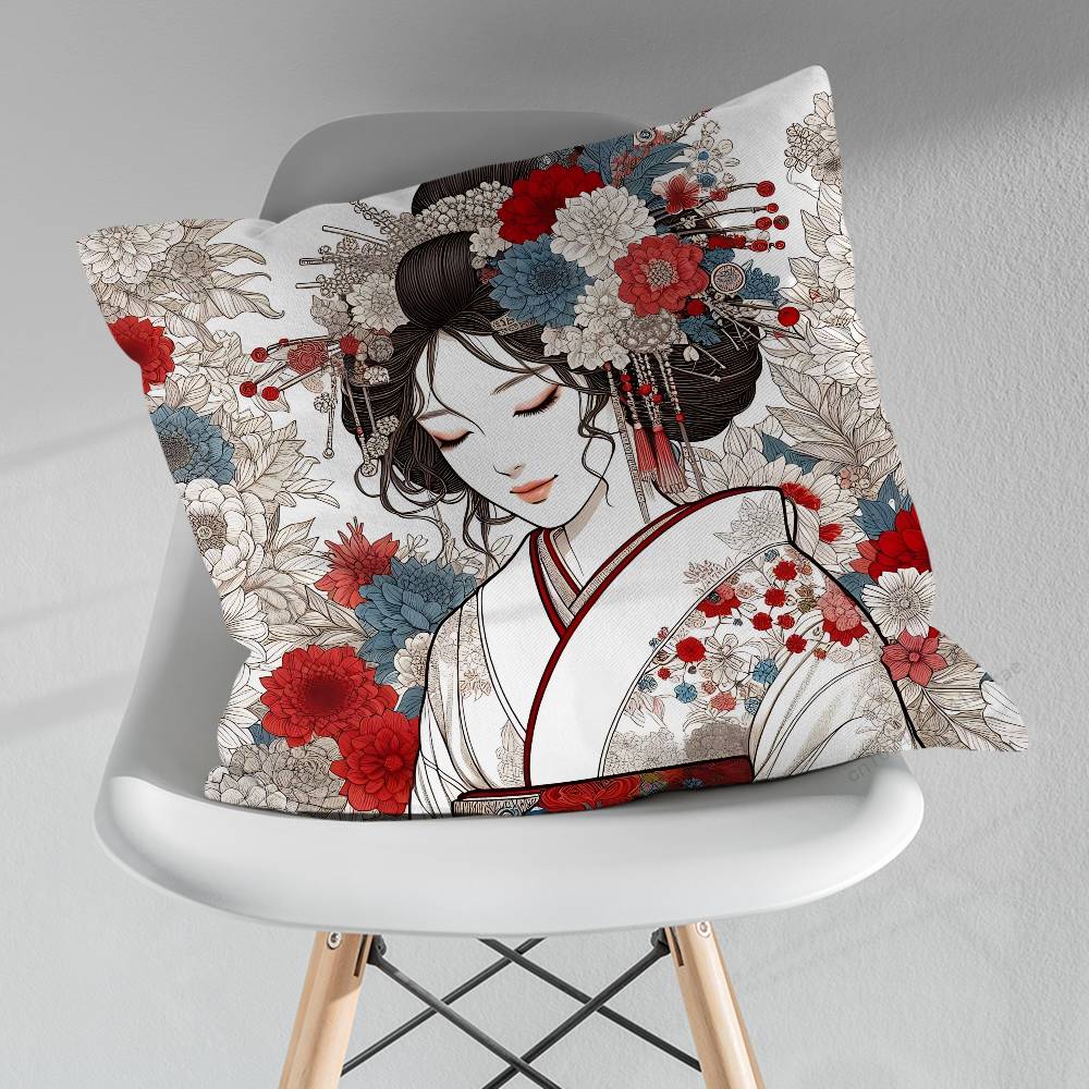 Beautiful Geisha Art Pillow Case For 30x30cm45x45cm55x55cm For Home Bedroom Decoration And Protector