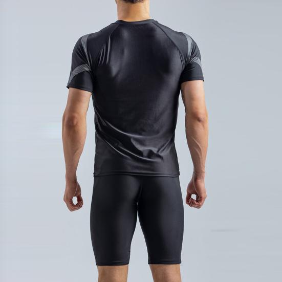 2 Teile/satz Oansatz Kurzarm Mid-rise Männer Badeanzug Druck Slim Fit T-shirt Schwimmen Lkw Set Bademode