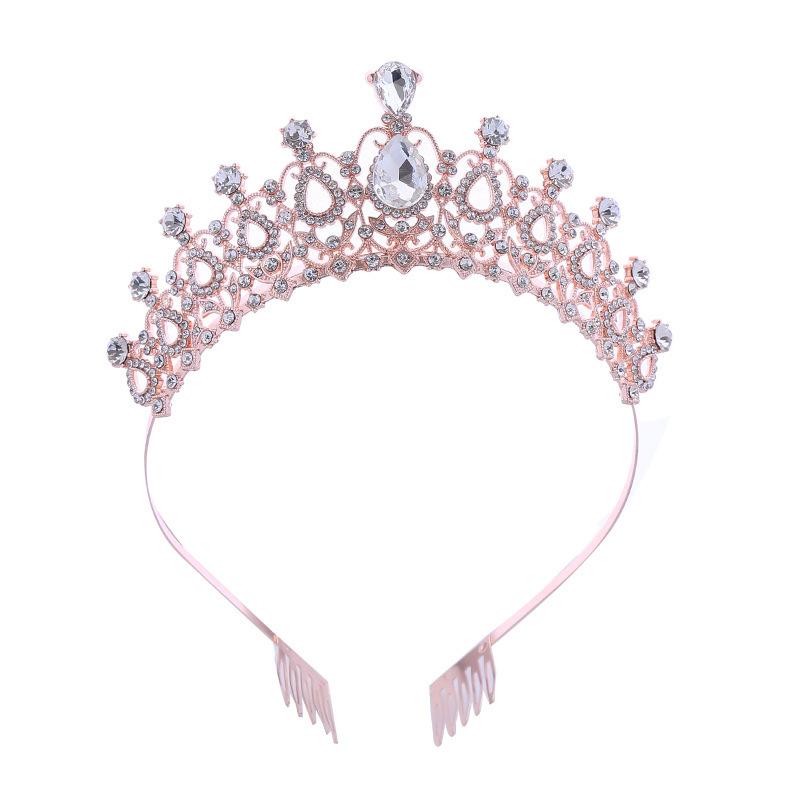 European and American Bridal Crown Tiara Alloy Crystal Wedding Hair Accessories Crown Birthday Party Headband Jewelry