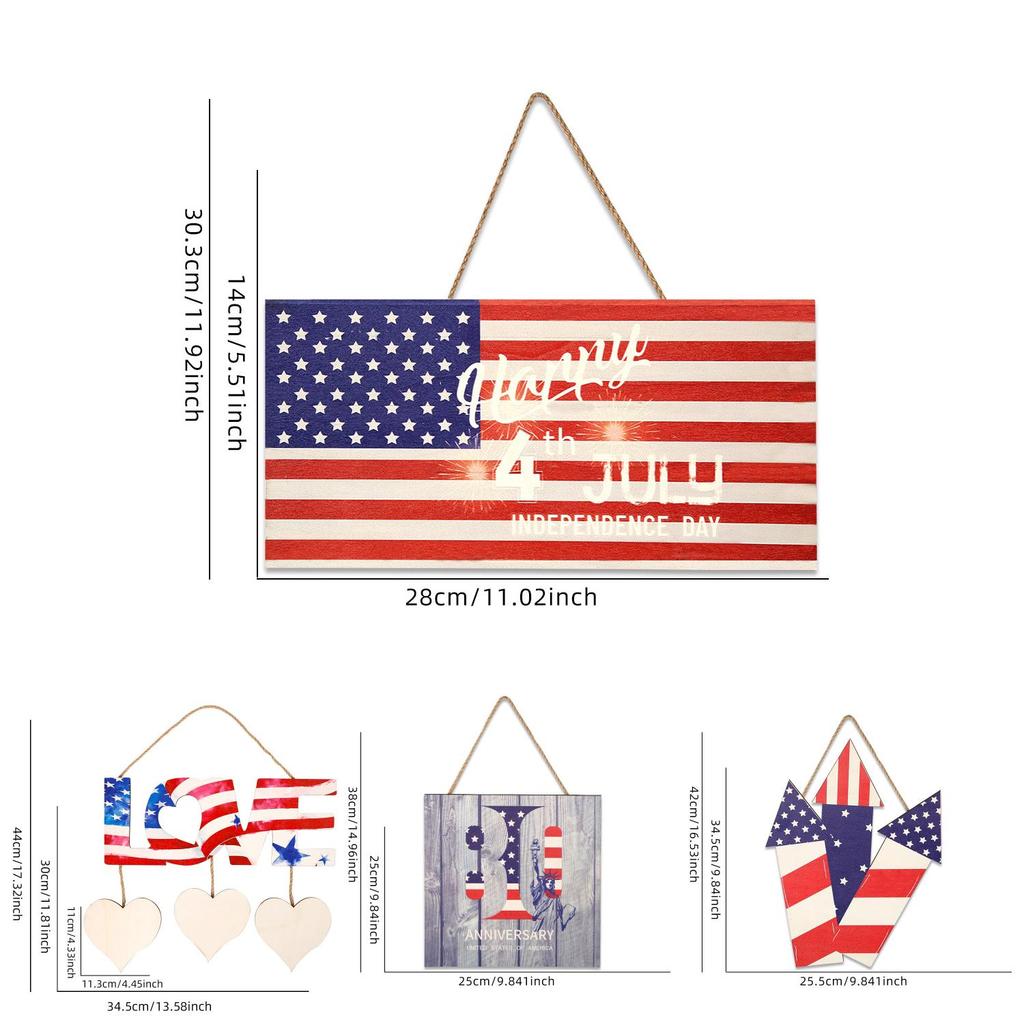 Charming Heart Shaped Wooden Independence Day Sign With Patriotic Flag Design For Festive Decor