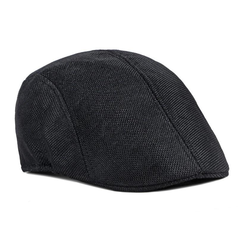 Simple Plain Imitation Linen Beret British Retro Summer Breathable Peaked Cap for Middle-Aged and Elderly People