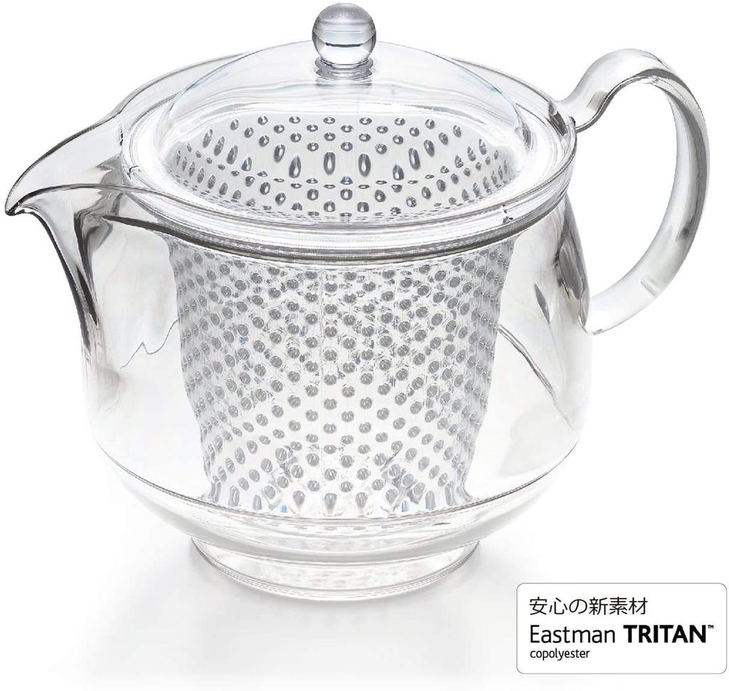 Akebono Sangyo Clear Teapot, 730ml, with Tea Measuring Set, Tritan Resin, Made In Japan, TW-3733