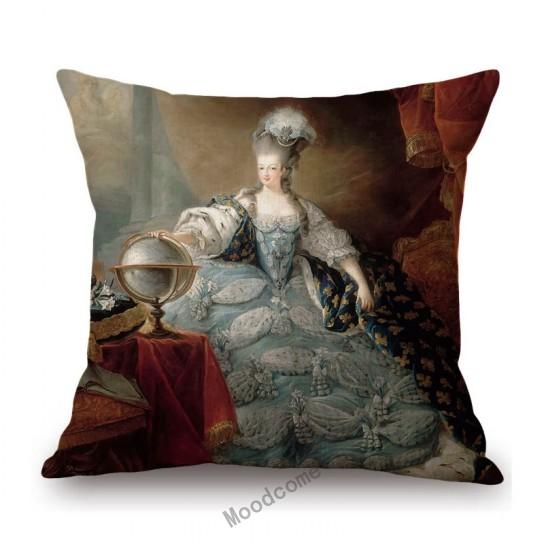 Royal Ancient European Elegant Madame Lady Princess Family Party Portrait Oil Painting Decorative Pillow Sofa Cushion Cover