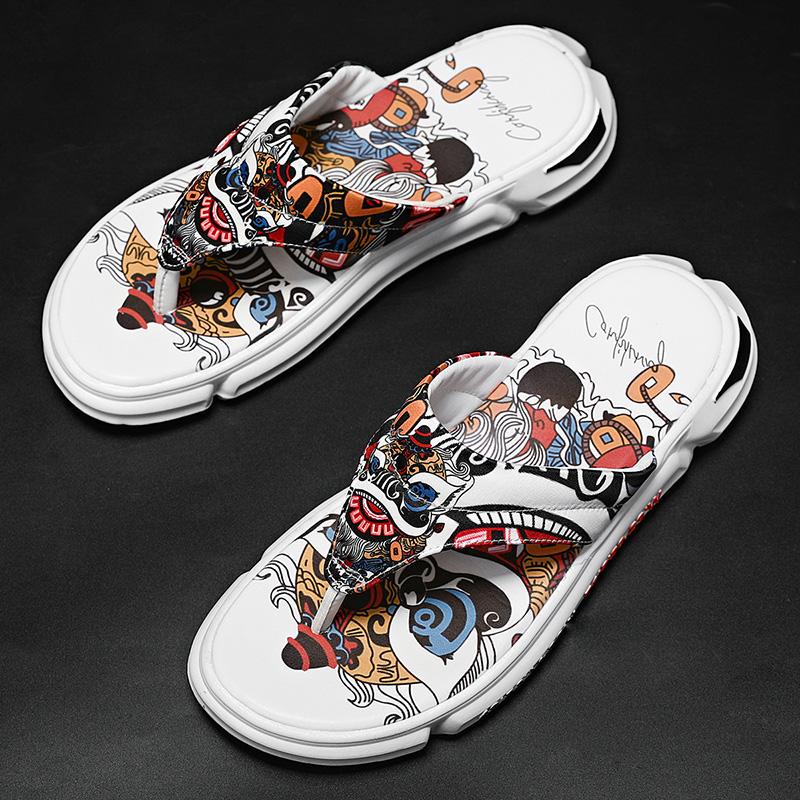 Summer Anime Cartoon House Slippers Youth Men Unique Design High Quality Non-Slip Outside Flip Flops Thick-Soled Toe Sandals