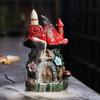 1pc Mushroom House Resin Handicraft Home Ornaments Backflow Incense Burner (Without Incense Cones)