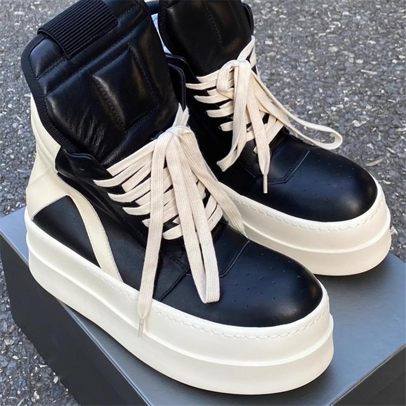 

Высокие мужские ботильоны, роскошные кроссовки, повседневная обувь, черные кроссовки из натуральной кожи, мужские, плоская подошва, размеры 35-42 42 чёрный