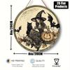 2D Flat Witch Wooden Pendant, Witch, Cat, Bat and Pumpkin Design, Suitable for Home Office Cafe Bar Party Decoration Halloween Gift