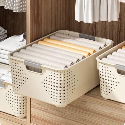 Durable Plastic Storage Basket Hollow-out Design Stackable Desktop Storage Basket Multi-purpose Storage Rack Kitchen