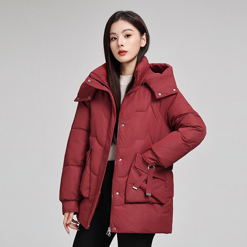 New Versatile Cotton Jacket for Women Mid-length Thickened Bread Jacket for Winter Large Size Hooded Cotton Jacket