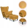 Fotel uszak Bella z podnóżkiem skandynawski Family Meble złoty musztardowy