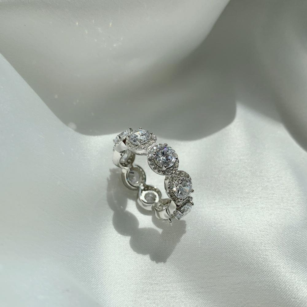 Tancise Women Classic 925 Sterling Silver  Zircon Ring Ladies Jewelry Wedding Promise Party Gift