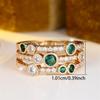 Round Stone Green Zircon Three Layers Rings For Women Vintage Gold Color Engagement Ring Wedding Jewelry Bridal Versatile Gifts