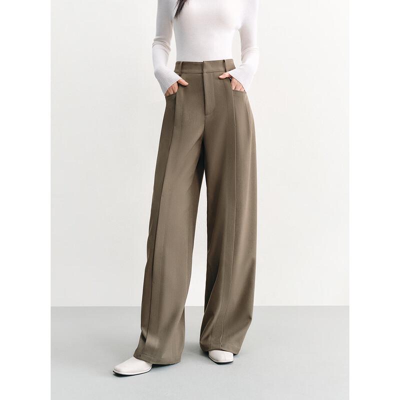 PEACEBIRD Women's Autumn High-Waisted Pleated Wide-Leg Pants