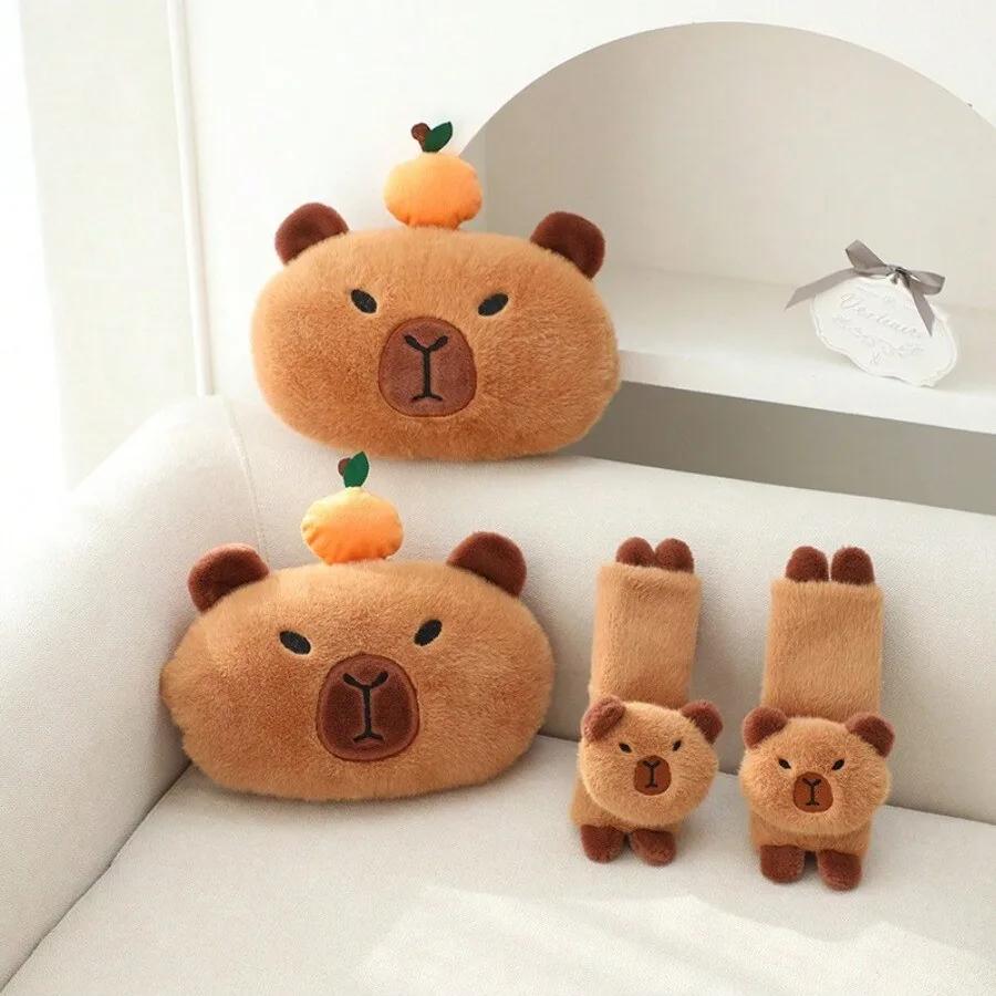 Car Neck Pillow Capybara Plush Shoulder Protection Cute Tissue box Kawaii Car Decoration Of Car Supplies lovely Plushie Toy Gift